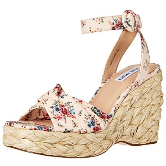 Steve Madden Shoes - Steve Madden Women's Pink Floral Poloma Espadrille Platform Wedge Sandals Sz 8.5